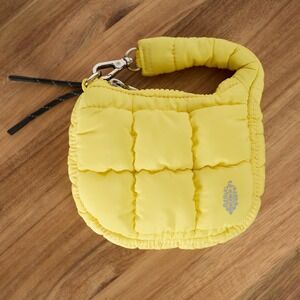 FP Movement Quilted Puffer Micro Bag Yellow Mini Pouch Zip Closure